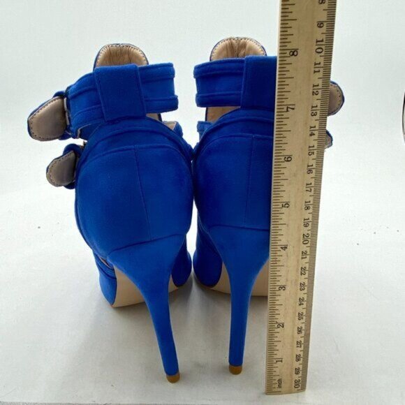 XYD Women Peep Toe Ankle Bootie High Heels Buckled Double Straps Cutout Fashion - Picture 4 of 7